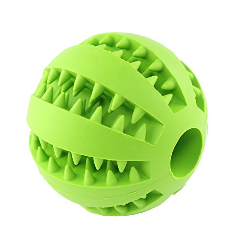chuangwei Wangstar Dual Pet Dog Toy Balls, Nontoxic, Bite Resistant Rubber Balls, Tooth Cleaning Ball, Chew Training Ball Toy, Green