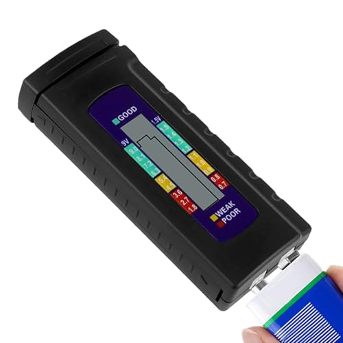 Honhoha Comprobador de batería portátil, Probador de batería portátil, Medidor de monitor de electricidad de batería, Probador de pantalla LCD para pilas de botón AAA AA 9V 1,5 V