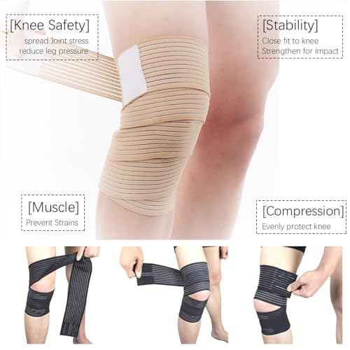 Ideal Swan Compression Bandage, 4 Pieces Elastic Wrap Knee Support Brace, Breathable Ankle Support Brace Knee Bandage Calf Support, Knee Brace Support For Women Men Sports, Running - Image 5