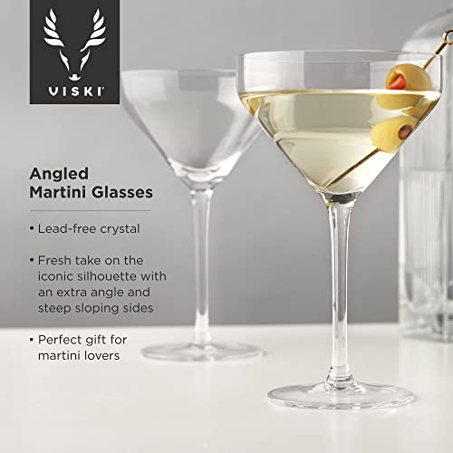 Viski Angled Martini Glasses, Preium Crystal Cocktail Coupe Glasses, Home And Bar Drinkware, Stemmed Cocktail Glasses, Perfect Cocktail Glass Gift Set Of 2, 9Oz #TOP1