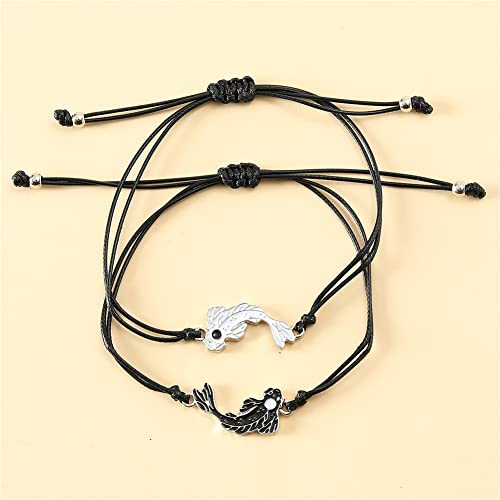 Tai Chi Yin Yang Pendant Necklace Set Lucky Black White Fish Charm Bracelet for Women Men My Best Friends Jewelry Gift4