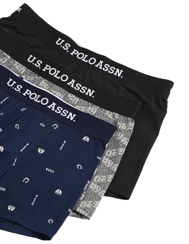Image of U.S. Polo ASSN. Mens OET14 Anti Microbial Printed Underwear Trunks - Pack of 3