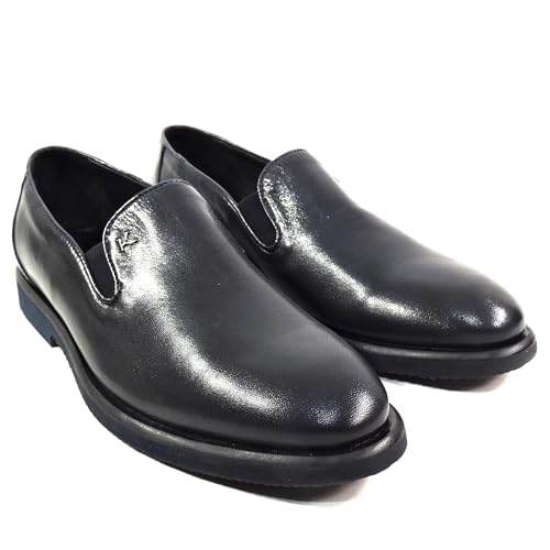 Men's Navy Blue Leather Comfort Loafers, Size 43 EU2