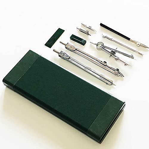 Geometry Kit de 9 piezas de instrumentos de dibujo, herramientas de brújula para ingeniería, construcción, diseño, dibujo de precisión