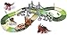 BAKAJI Playset Pista Macchinine Flessibile Parco dei Dinosauri Giocattolo per Bambini con Macchinina Luci LED a Batteria Dinosauro T-Rex Triceratopo e Altri Inclusi + Accessori Gioco Pista 192pz
