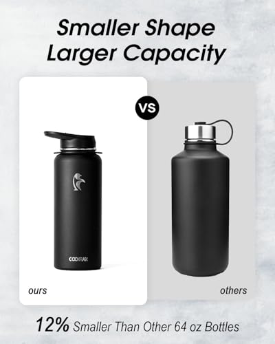 Image of Coolflask 40 oz Water Bottle Insulated Stainless Steel with Strap