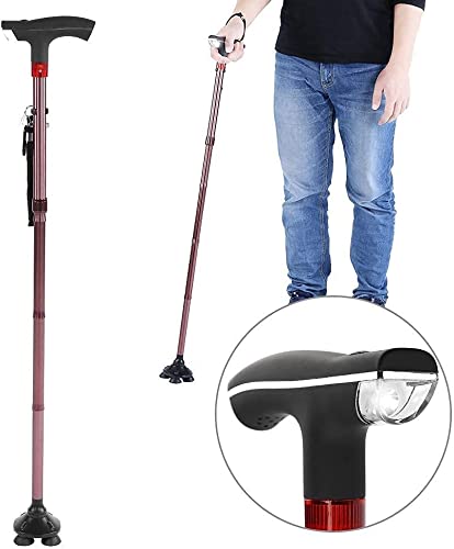 Bastones para Caminar para Personas Mayores, bastón Plegable, aleación de Aluminio, guía Plegable para bastón para Personas Mayores, muleta con luz LED, Alarma, bastón Plegable con Andador con luz