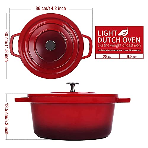 Dutch-Oven-Pot-with-Lid-68-QT-Cast-Aluminum-Nonstick-Casserole-Lightweight-Cookware-Braiser-Pot-Suitable-for-Meats-Soups-Bread-Baking-in-Oven-Red