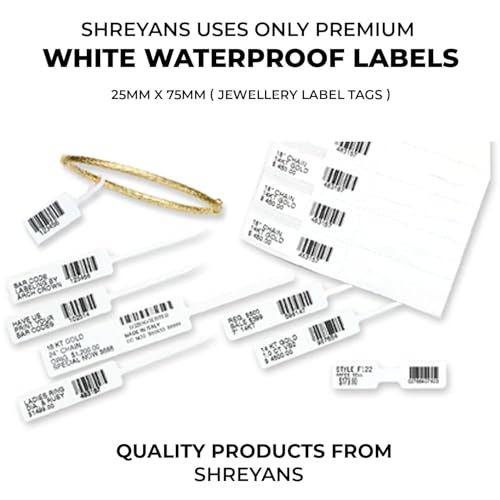 Image of Shreyans Direct Thermal Labels (Pack of 10, 25mm x 75mm - 125 Labels /Roll) - Non Tearable, Scratch Free, Water Proof & Non Fade Stickers with Permanent Marking