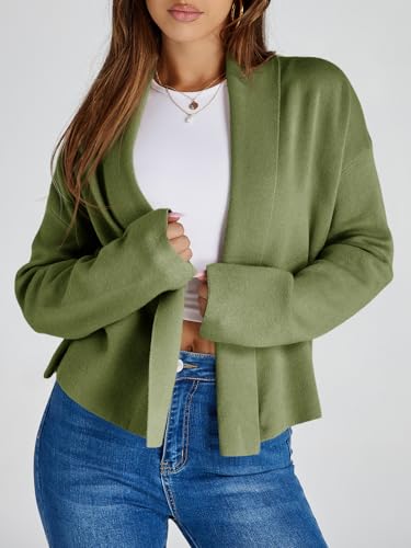 Image of Saodimallsu Womens Cropped Cardigan Open Front Shawl 2026 Fall Trendy Long Sleeve Sweater Jacket
