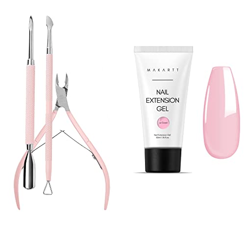 Makartt Cuticle Trimmer with Cuticle Pusher Bundle with Nail Extension Gel Natural Pink Builder Nail Gel Nail Gel Trendy Nail Art Design