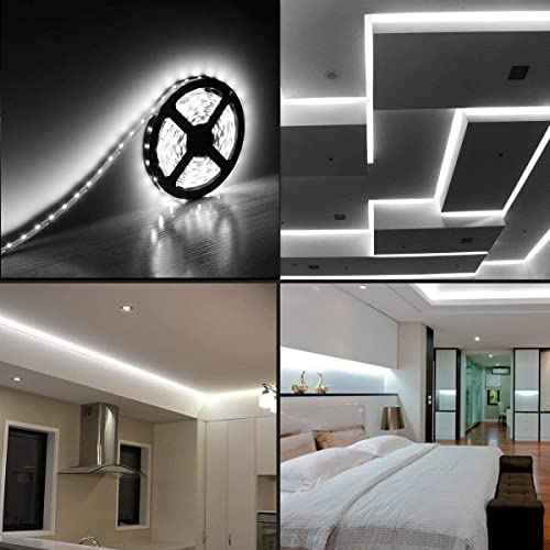 Foxdam Flexible LED Strip Lights,600 Units LEDs,LED Strips,Waterproof,12 Volt LED Light Strips, Pack of 16.4ft/5m,for Holiday/Home/Party/Indoor/Outdoor Decoration (Waterproof&White&1Pack)