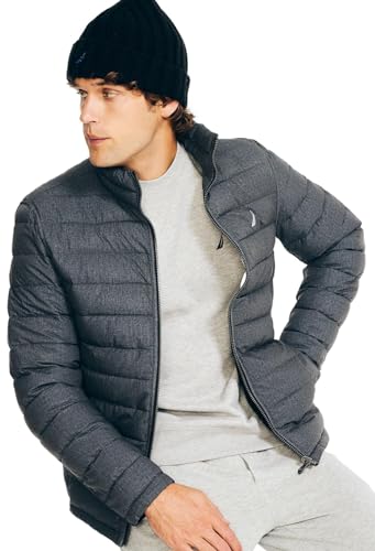 Image of Nautica Men's Reversible Quilted Puffer Jacket -Midweight Mechanical Stretch Winter Coat