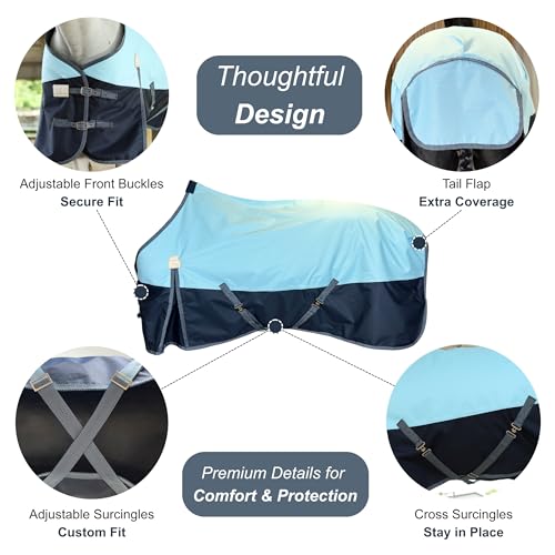Image of BARN & STABLE 600Denier 3000mm /3000mvp Super Waterproof & Breathable Horse Blankets for Winter with 200g Fill