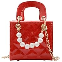 Shiny Patent Kids Little Girls Crossbody Purse Toddler Gifts Mini Top Handle Handbag Satchel Shoulder Pearl Bag Kids Presents\u2026 (red)