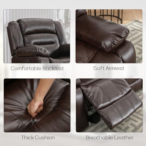 Sillón estándar reclinable marrón con cuero sintético miniatura 4