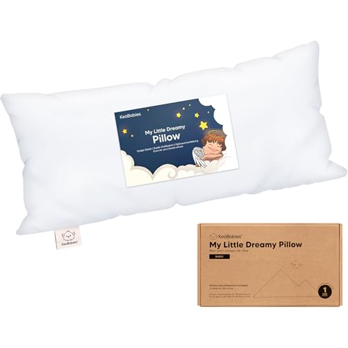 Toddler Pillow with Pillowcase, 10x18 My Little Dreamy Pillow (Soft White)