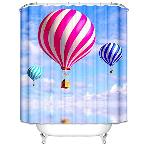 Rideau de douche imprimé montgolfières KnSam en polyester imperméable de dimensions 165x200cm - 3