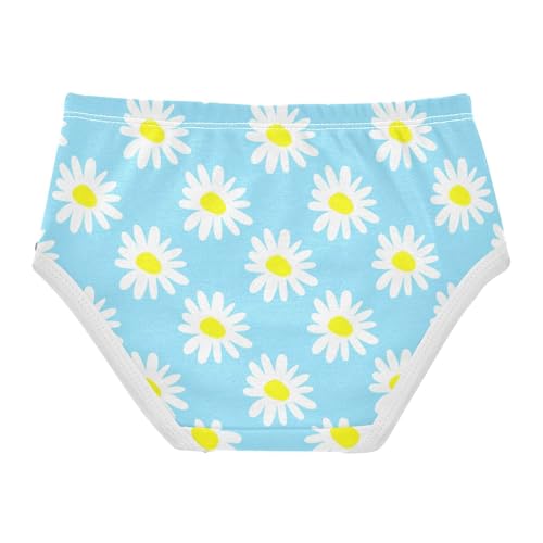 Cotton Girls Underwear Toddlers White Daisies Floral Light Blue Panties Little Girl Stylish Kids Briefs Undies 2t2