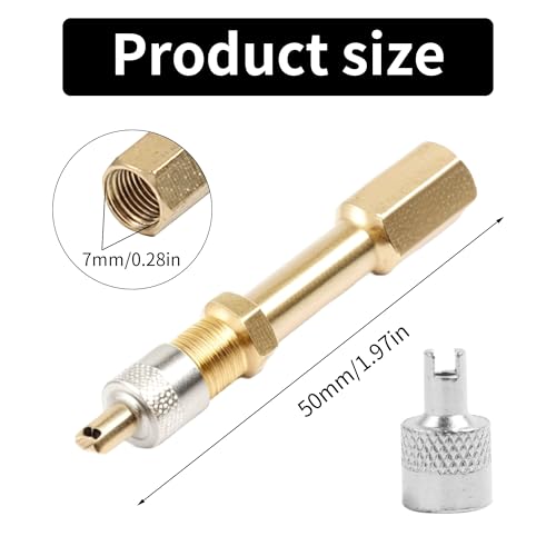 Image of Valve Stem Extension, 50mm /1.97 inch Heavy-Duty Brass Tire Adapter with Straight Bore Design, Universal Fit for Car /Truck /Motorcycle /Bike /Mower /Scooter, Air Inflation Extender Kit (2-Pack)