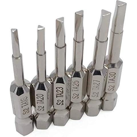 NGe Triangle Screwdriver Bit Set, 6 Pieces Triangle Screw Head, 2 Inch Length, 1/4” Hex Shank, Pack of TA18, TA20, TA23, TA25, TA27, TA30 Cover