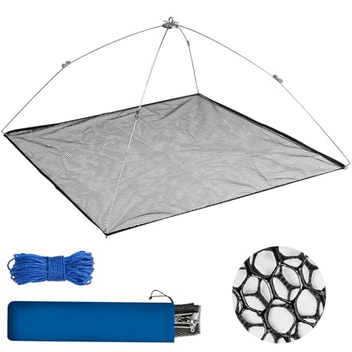 QualyQualy Umbrella Minnow Trap Net, Collapsible Fishing Bait Net with Rubber Coated Mesh & Steel...