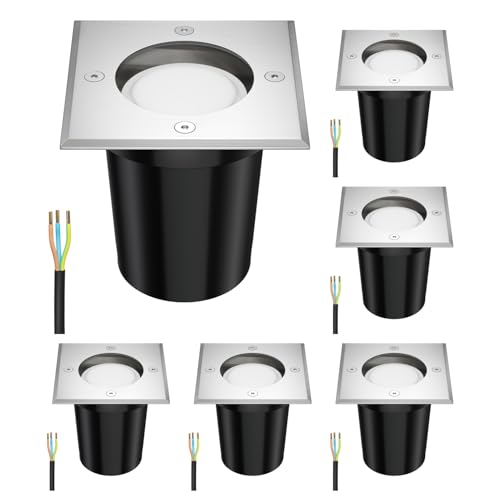 ledscom.de 6 lampes encastrées au sol RELI pour l'extérieur inox carré IP67 incl. lampe LED 6,826W 460 630lm blanc chaud