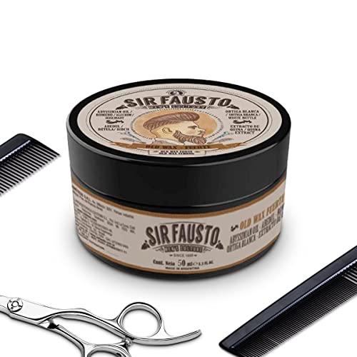 Sir Fausto - Cera para Pelo de Hombre Old Wax Fuerte - Ideal para Cabellos Gruesos - 50 ml - Potente Fijadora para Cabello - 100% Natural con Extracto de Quina y Abedul