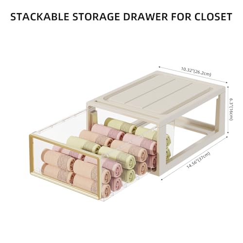MSHOMELY Plastic Underwear Drawer Organizer for Closet, 12 Cell Sock Organizer for Closet, Underwear Storage for Cabinet, Pull Out Storage Drawer for Socks, Tie, Belt, Sweater, Scarf - Thumbnail 2