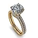 Jewelryonclick Gelbgoldplattierter Ring Rundes Kissen Versteckte Halo-Ringe Weißer Zirkonia Diamant Leichtes gepflastertes Design Geschenke Einfache Verlobungsringe Größe : Z
