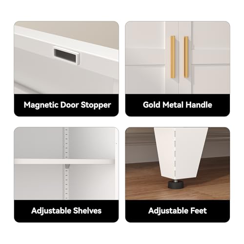 Image of COFaR 71 inch Metal Pantry Cabinet with 5 Adjustable Shelves, White Storage Cabinet with Doors, Sturdy Freestanding Cupboard for Kitchen Organization, Living Room & Bathroom