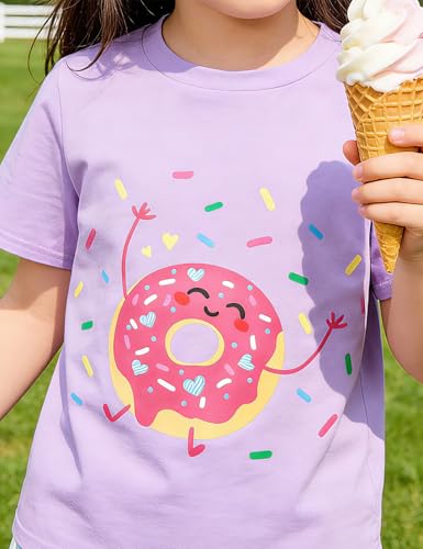Image of Toddler Girls Clothes T-Shirt Short Sleeve Graphic Tee Cartoon Dinosaur 2-6T Girl Shirt Summer