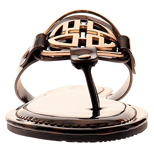 Image of Pierre Dumas Women's Medallion Vegan Slide Thong Flip Flop Flat Sandal