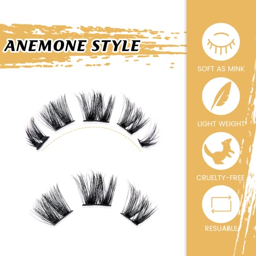 LANKIZ Lash Clusters Individual Lashes 10-16mm Fluffy Curly Cluster Lashes 6D Wispy False Eyelashes Natural Look like Extensions Faux Mink Fake Cat Eye Lashes Strip 10 works Pack (Anemone Style) - Image 4