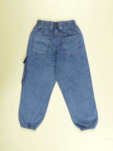 Image of KiddoPanti Boys Denim Cargo Jogger Jeans with Elastic Waist & Utility Pockets