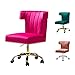 Chaise de bureau pivotante en velours avec pieds dorés - Confortable - Réglable en hauteur - Fuchsia