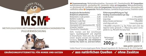 GOLDEN PEANUT MSM Glucosamin Chondroitin Pulver 200 g für Hunde und Katzen ideale Kombination hohe Bioverfügbarkeit