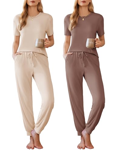 Ekouaer Pajamas for Women Set 2 Pack Lounge Set...