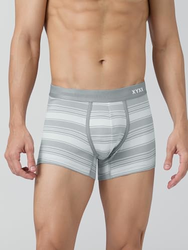 Image of XYXX Men's Streax Super Combed Cotton Regular Fit Striped Trunks with No Marks Waistband