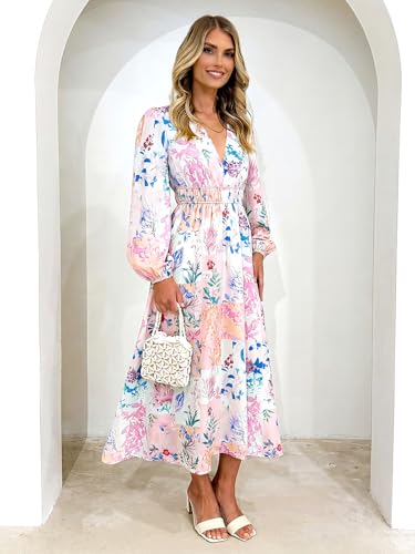 Image of Maxigerui Women's Long Sleeve Floral Maxi Dress 2026 Spring Summer Wedding Guest Dress