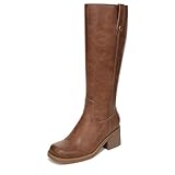 Dr. Scholl's Women's Joplin Knee High Boot Dark Honey Brown - Wide Calf 8 M