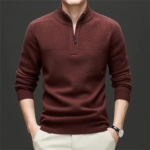 Men’S Solid Wool Thick Half-Zip Turtleneck Pullover Sweater Casual Long Sleeve Warm Knit Jumper Tops4