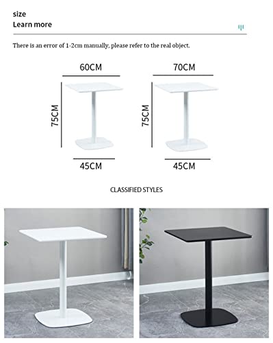 Table de pub carrée avec pieds en fer poudré blanc et plateau imperméable