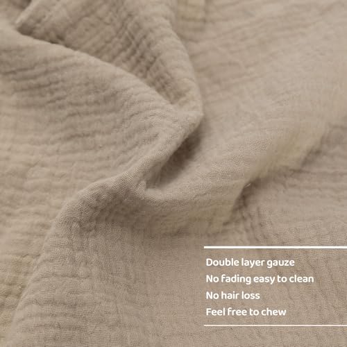 Image of Khaki Bunny Organic Cotton Muslin Lovey Security Blanket for Newborns | Soft & Breathable, Baby Gift for Boys & Girls, Self-Soothing Support, Teething Comfort
