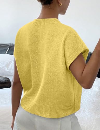 Image of 2026 Womens Floral Sweater Vest Cute Cap Sleeve Tops 3D Flower Decor Knit Tank Top Loose Spring Fall Summer Clothes