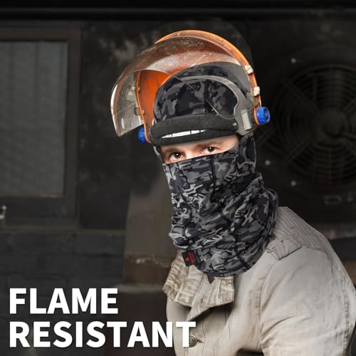 Image of FR Face Mask for Men - Fire Resistant Balaclava Welding Head Cover, 100% Cotton Full Face Hood & Neck Protector