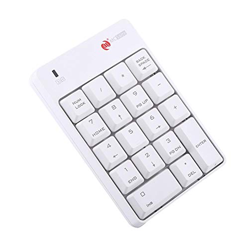 Tosuny Teclado numérico USB, Teclado numérico 2.4G inalámbrico con Teclas número 18, Mini Teclado numérico de 2.4GHz a Menos de 10 Metros para la mayoría de Las computadoras.(Blanco)