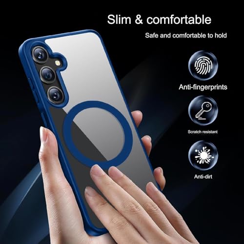 Image of DIZORO Compatible Samsung Galaxy A17 5g Case,Compatible with MagSafe, Non Yellow Military-Grade Drop Protection & Hard PC Back Cover Slim Transparent Anti-Scratch Shockproof Phone Case - Blue
