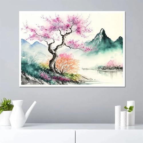 Toile paysage floral rétro pour une ambiance salon chaleureuse 21x30 cm