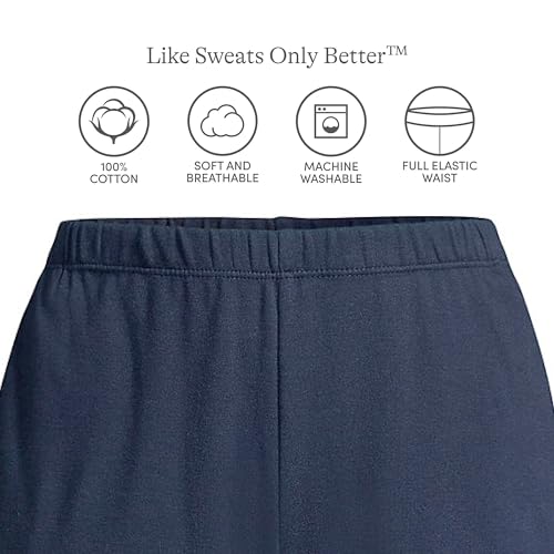 Image of Lands' End Women's Relaxed Fit Sport Knit High Rise Pants - Soft Cotton Pull-On with Elastic Waist
